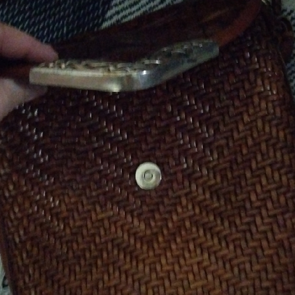Brighton Brown Woven Leather Crossbody Bag. Rehab Bag. - Picture 3 of 8